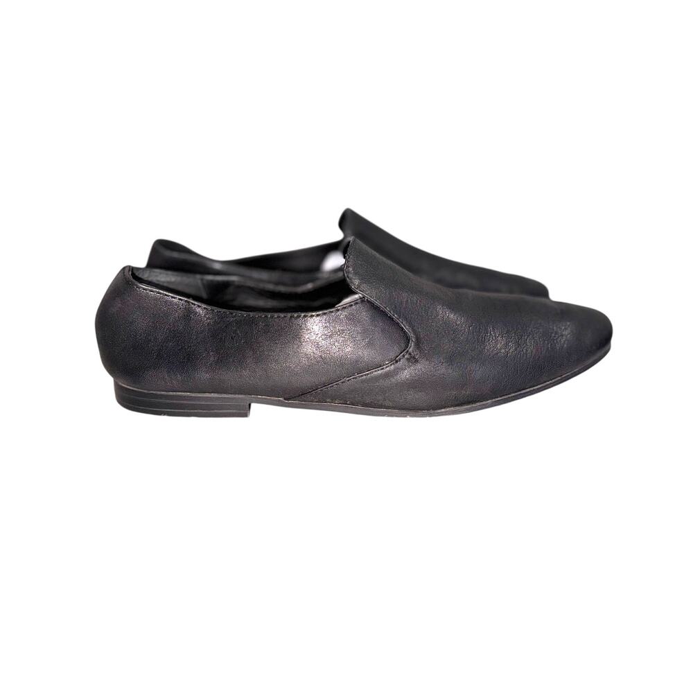 Patricia Nash black leather slip on loafers flats minimalist Sz 10
